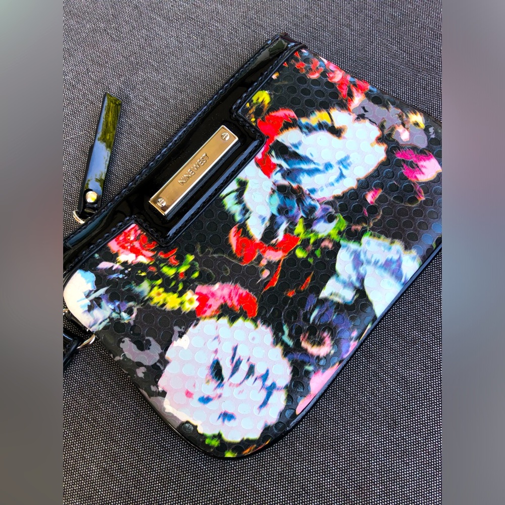Nine West Black and Red Floral Clutch